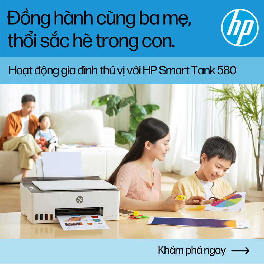 Máy in phun màu đa năng HP Smart Tank 580 1F3Y2A (A4 | In | Scan | Copy | USB | WIFI)