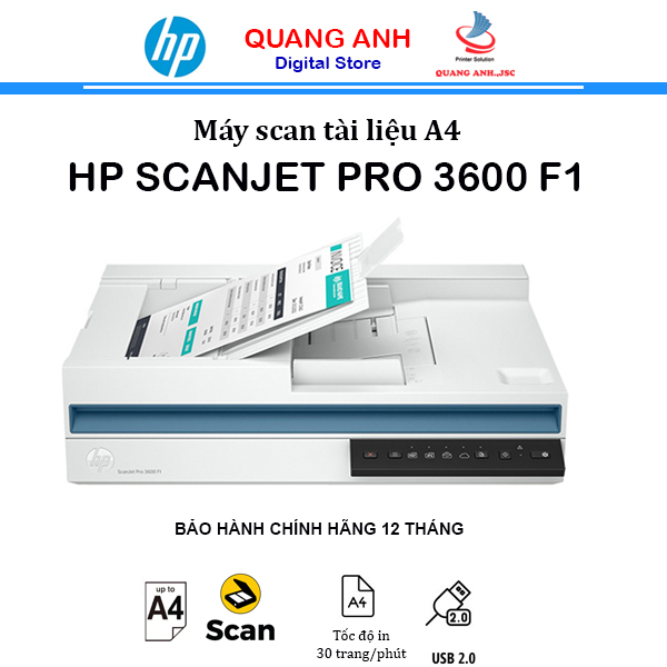 Máy scan HP Scanjet Pro 3600 F1 (20G06A) (Scan 2 mặt| ADF 60 tờ | 30ppm/60ipm | A4| A5| USB 3.0)