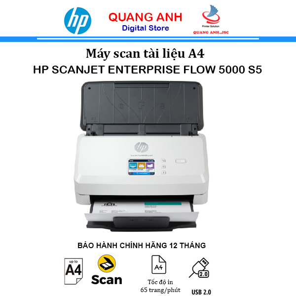 Máy quét HP ScanJet Enterprise Flow 5000 s5 6FW09A (A4 | ADF 80 tờ | 65ppm/130ipm | USB 3.0)