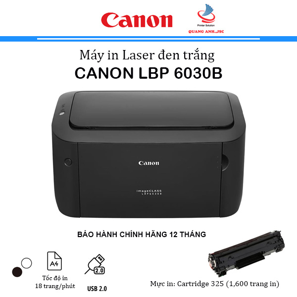 Máy In Laser Đơn Năng Canon 6030B [ BLACK ] ( in 1 mặt / USB / A4 -A5 ) Bảo Hành 12 tháng