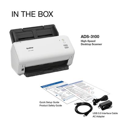 Máy quét Brother ADS-3100 (Scan 2 mặt | ADF 60 tờ | 40ppm/80ipm | A4 |USB)