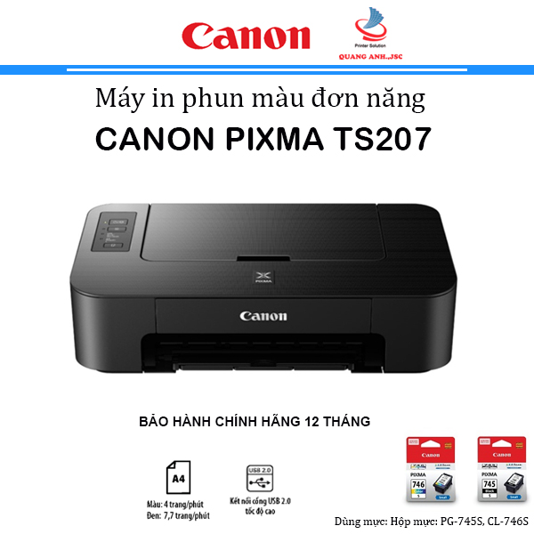 Máy In Phun màu Canon PIXMA TS207  ( A4 / A5 / USB )