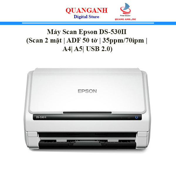 Máy scan Epson DS-530II (Scan 2 mặt | 35ppm/70ipm | ADF 50 tờ | A4 | A5 | USB 3.0)