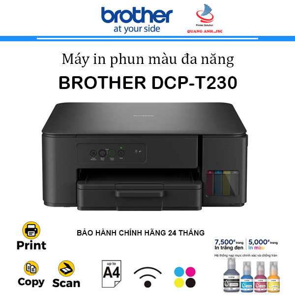 Máy in phun màu đa năng Brother DCP-T230 ( In | Copy | Scan | Mặt kính phẳng - Flatbed | USB )