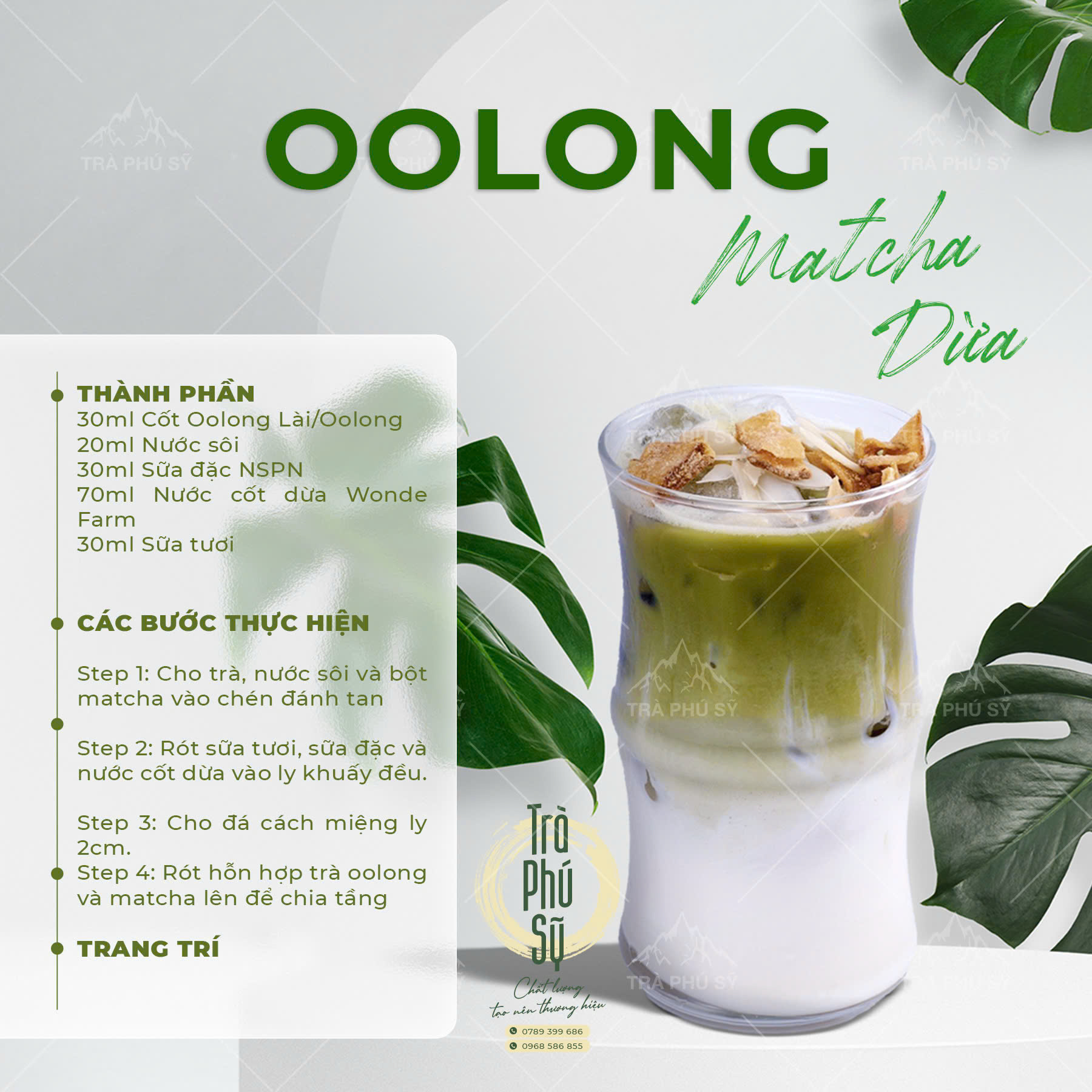 Công Thức Pha Chế Oolong Matcha Dừa