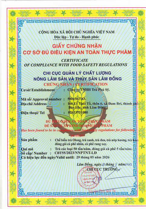 Trà Phú Sỹ – Khẳng định chất lượng với chứng nhận an toàn thực phẩm