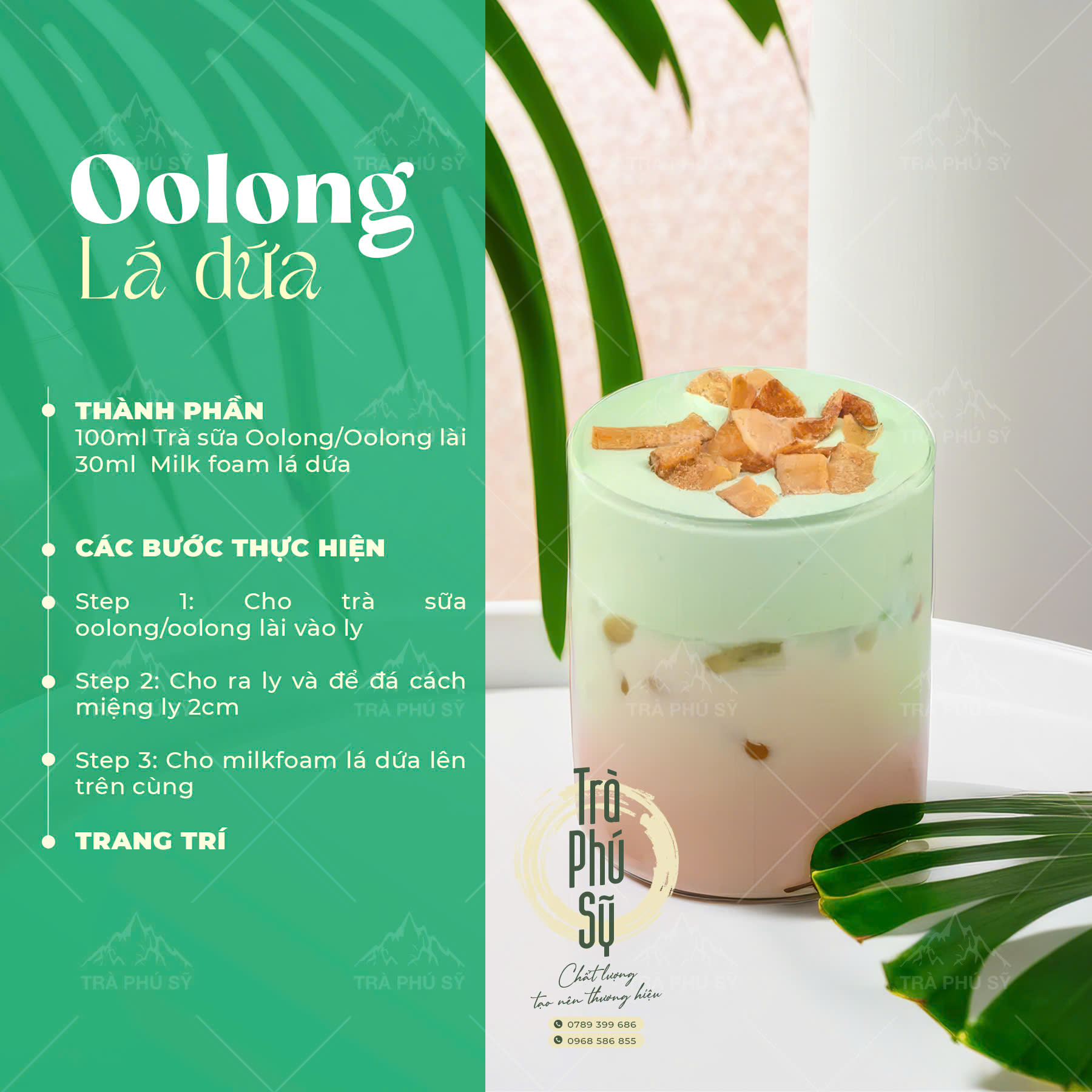 Công Thức Pha Chế Trà Oolong Lá Dứa