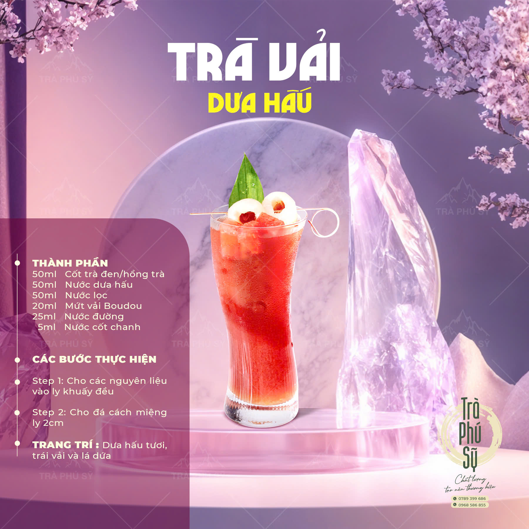 Công Thức Pha Chế - Trà Vải Dưa Hấu