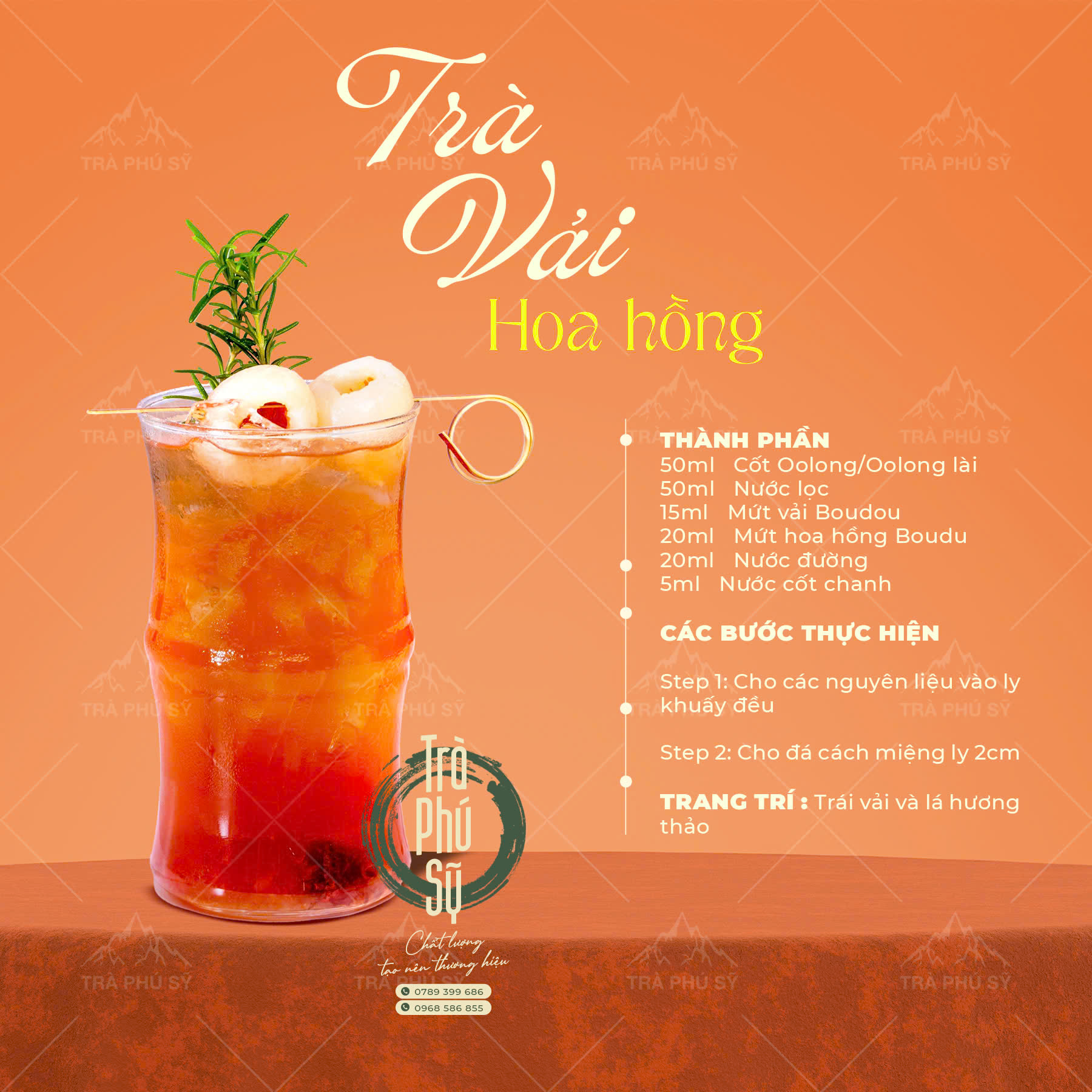 Công Thức Pha Chế Trà Vải Hoa Hồng