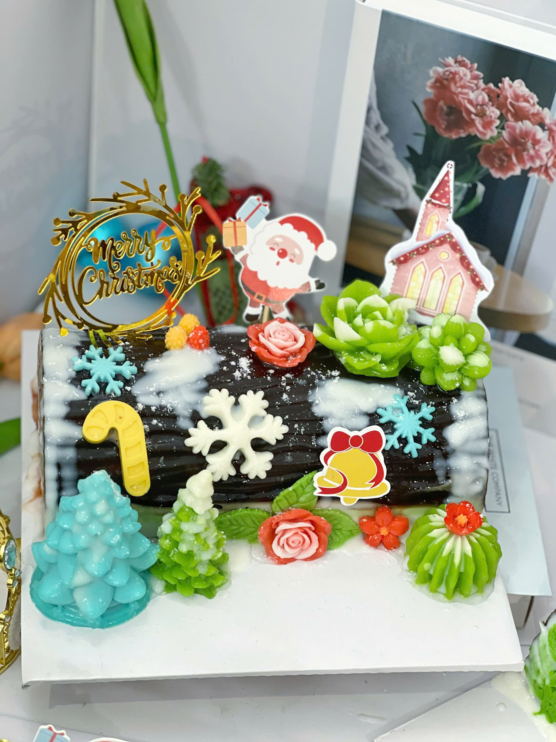 Rau Câu Flan Chủ Đề Giáng Sinh - Bánh khúc cây