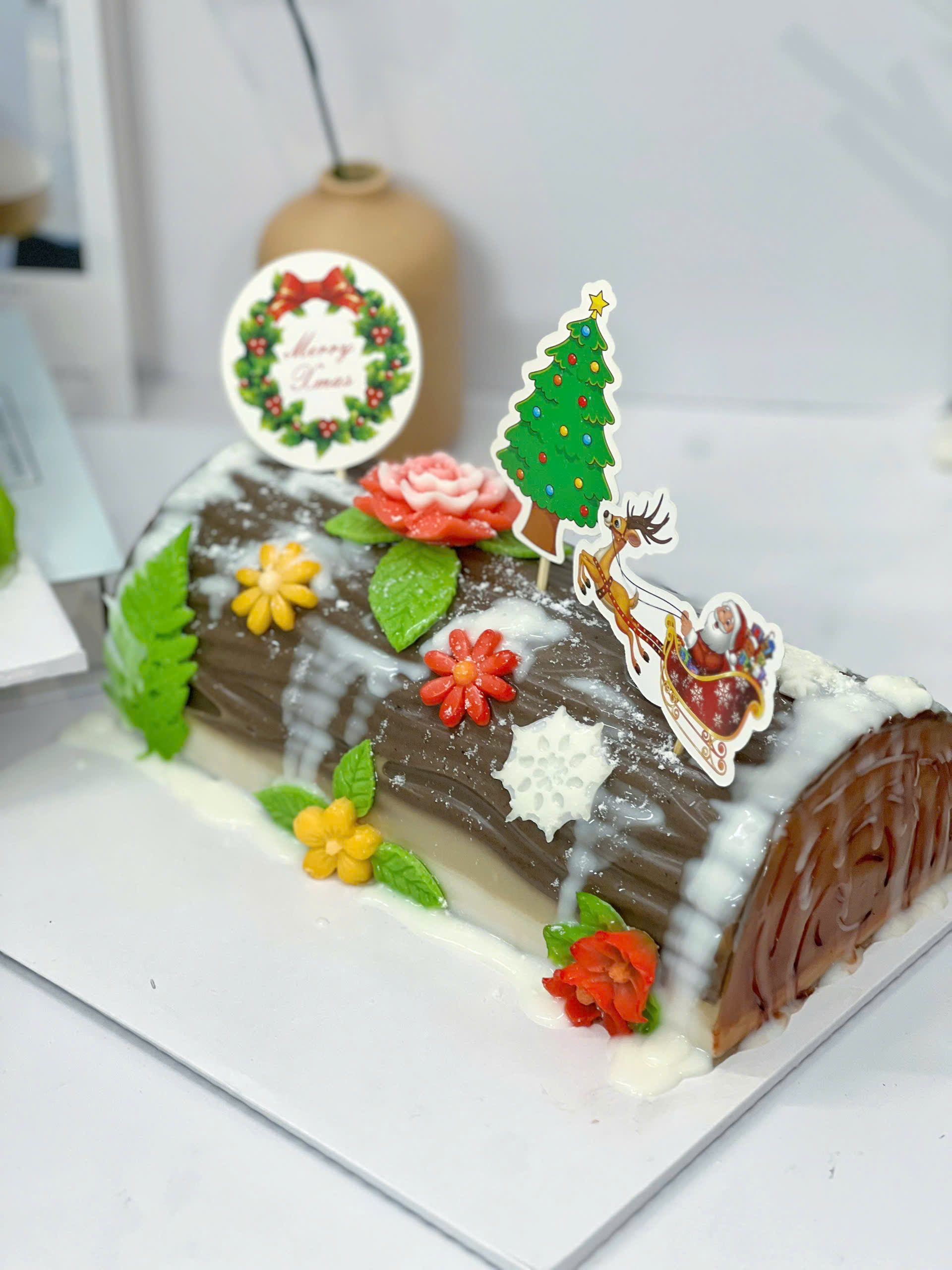 Rau Câu Flan Chủ Đề Giáng Sinh - Bánh khúc cây