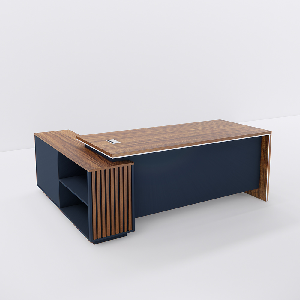 Bàn giám đốc BGDSM004, mặt bàn rộng 200cm, kệ sách hiện đại, MFC Melamine, màu sắc đa dạng, thiết kế hiện đại, bảo hành 2 năm.