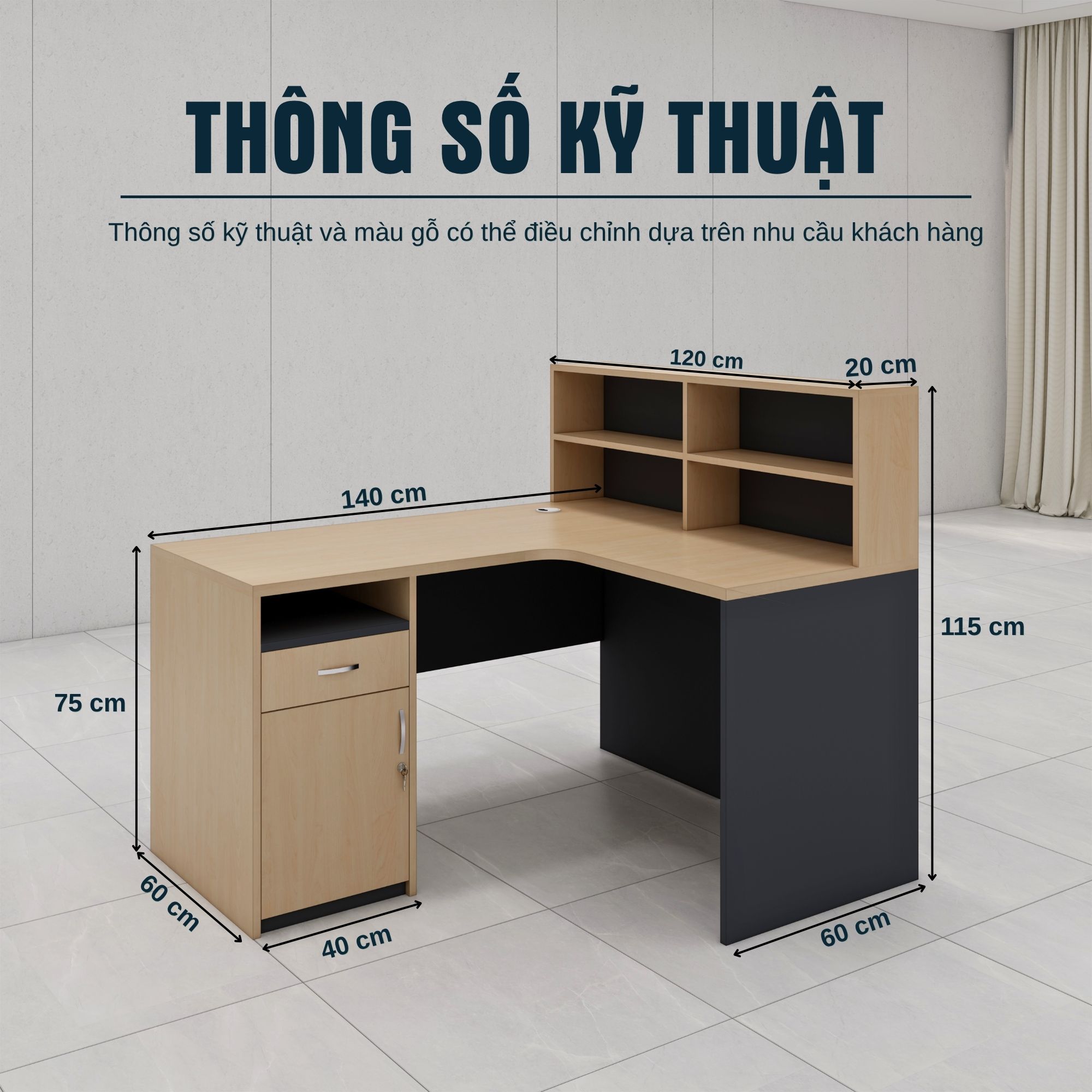 Bàn Chữ L Nhân Viên Cao Cấp SMBL1004