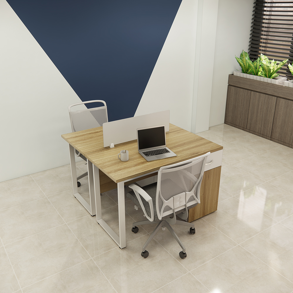 Bàn làm việc 2 người SMBC2002, khung sắt, kích thước 120x120 cm