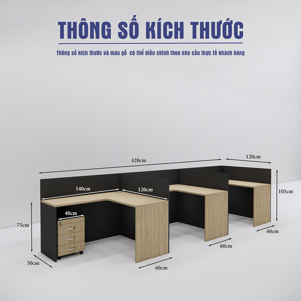 Bàn cụm 3 SMBC3002 420cm x120cm