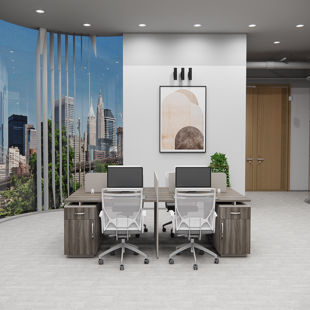 Bàn làm việc 4 chỗ SMBC4001, chân gỗ MDF phủ Melamin, kích thước 240x120cm