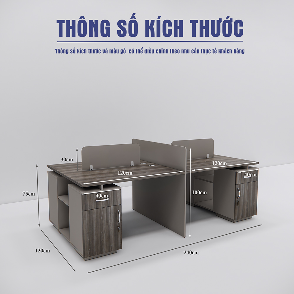 Bàn cụm 4 SMBC4001 240cm x120cm