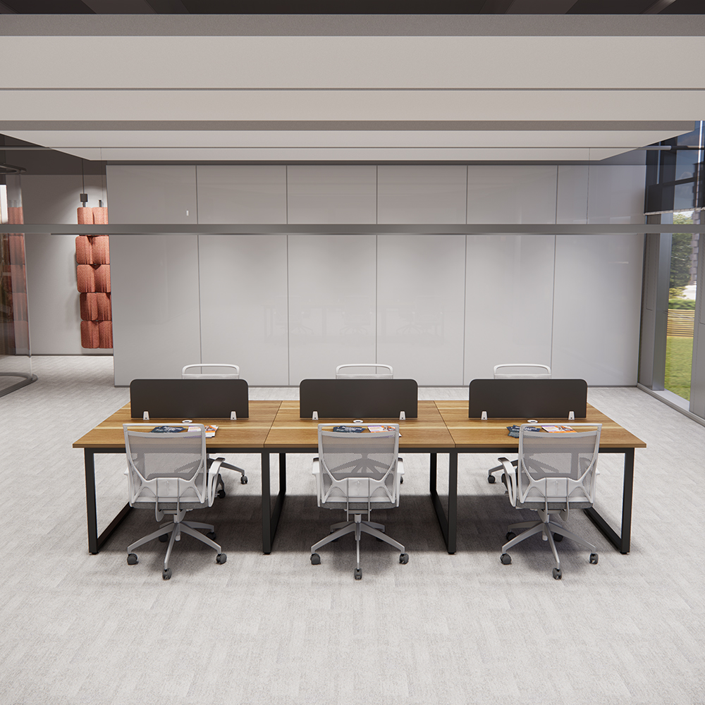 Bàn cụm 6 chỗ SMBC6001, kích thước 360x120x75cm, vách ngăn cao 30cm, chân sắt hộp bền bỉ