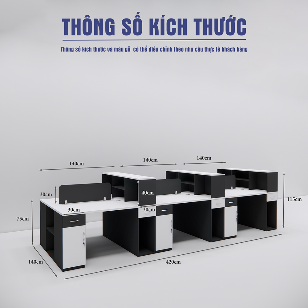 Bàn cụm 6 SMBC6003 420cm x140 cm