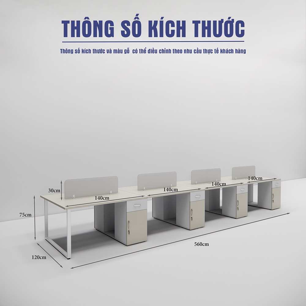 Bàn cụm văn phòng 8 chỗ SMBC8001, thiết kế hiện đại, chất liệu bền đẹp
