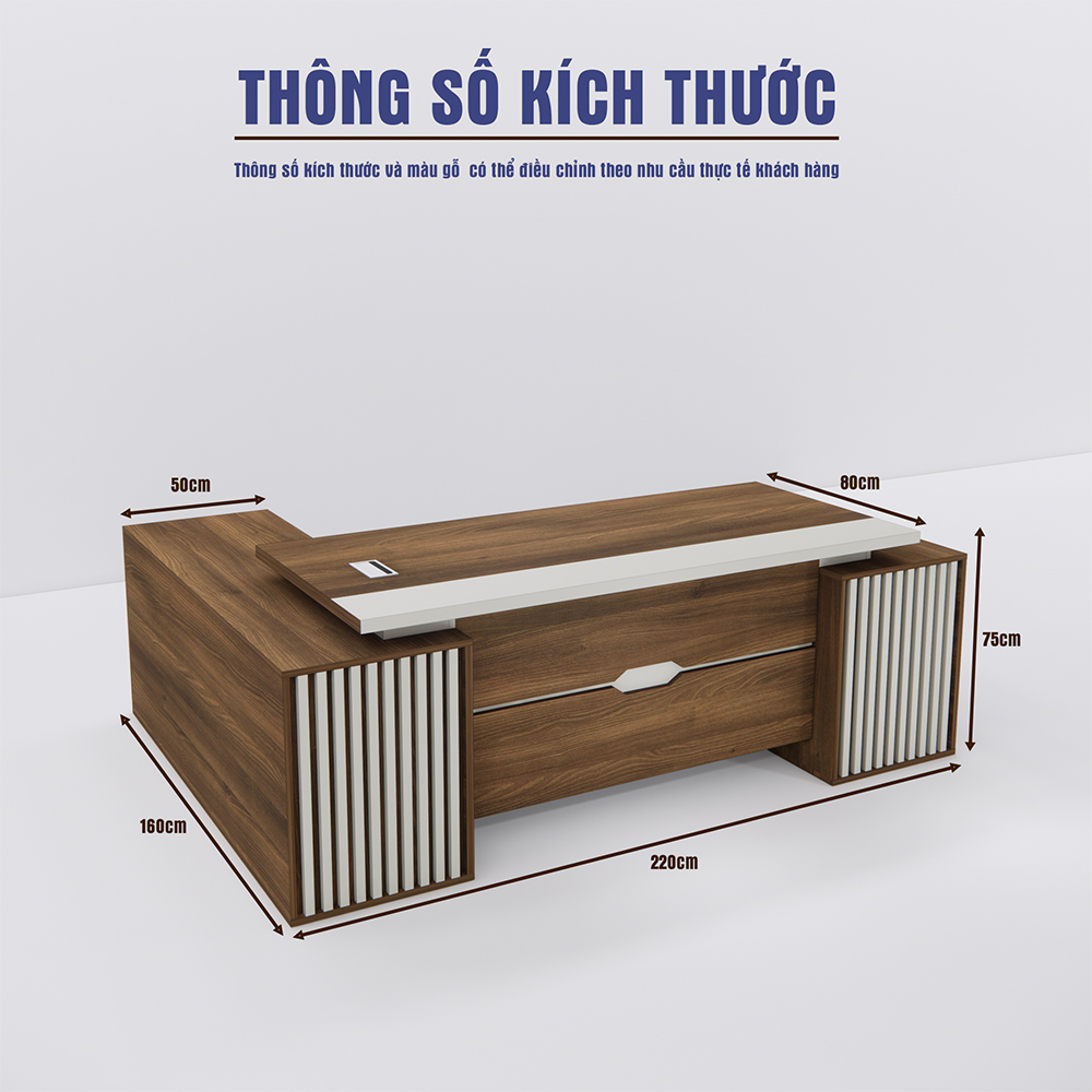 bàn giám đốc bền đẹp, BGDSM013, nội thất lãnh đạo cao cấp, bàn văn phòng thiết kế mới, bàn MFC phủ melamin