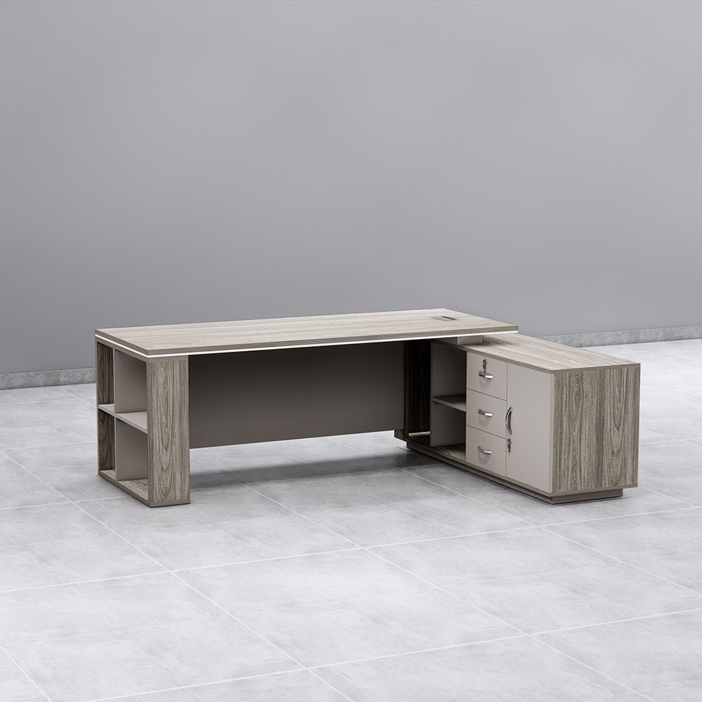 Bàn giám đốc BGDSM035, kích thước rộng rãi 220x80x75cm, gỗ MFC phủ Melamin, bảo hành 2 năm