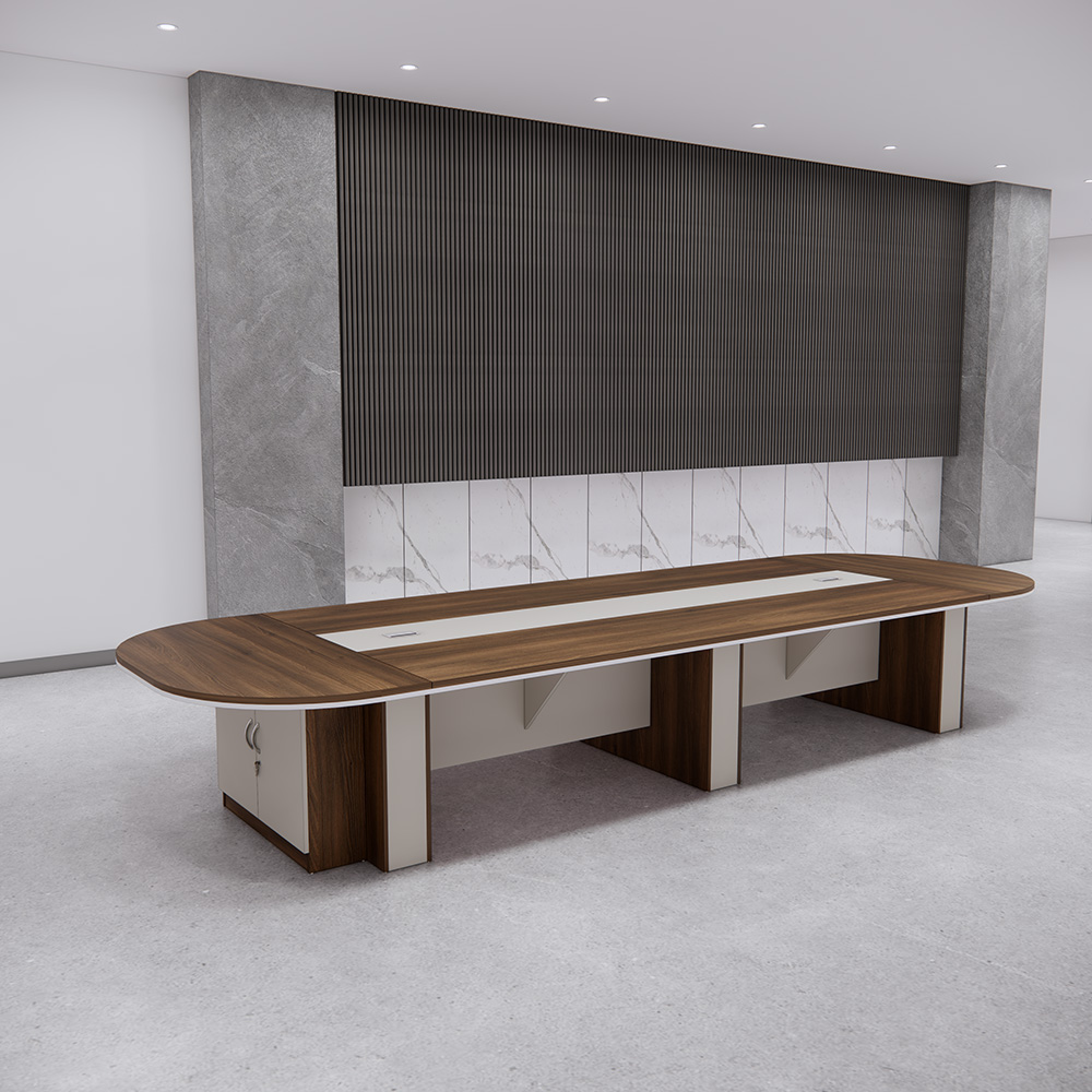 Bàn họp văn phòng SMBHG027, chân hộp gỗ, mặt bàn dày 25mm, bảo hành 2 năm.