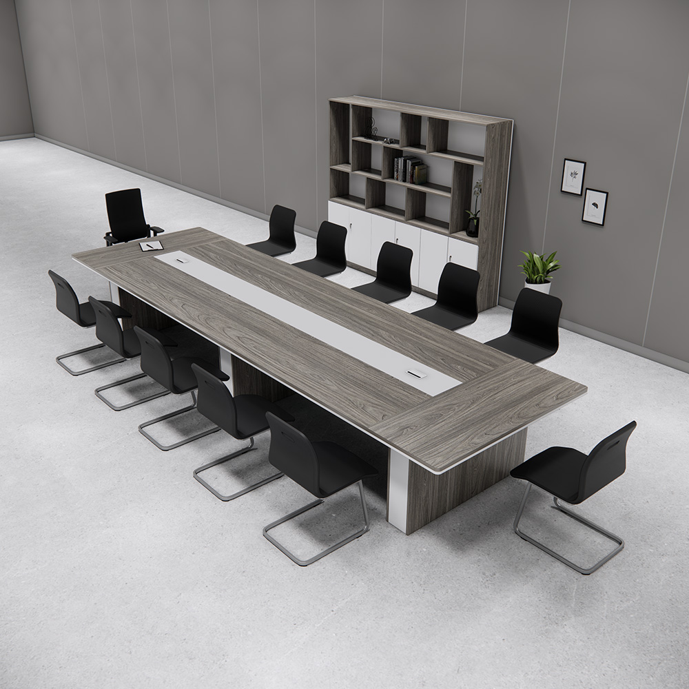 Bàn họp SMBHG028 dài 500cm, bo góc an toàn, chân hộp gỗ vững chắc