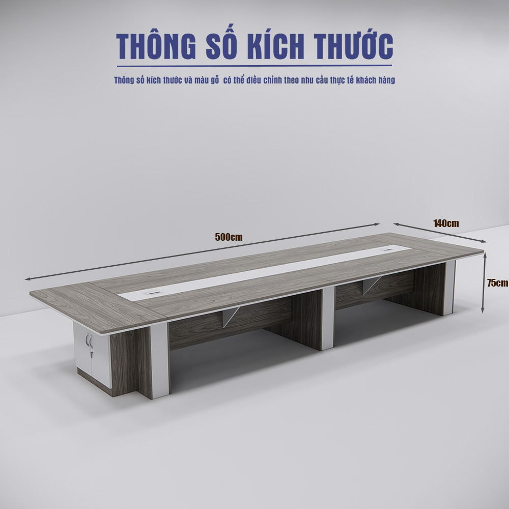 Bàn họp SMBHG028 thiết kế hiện đại, gỗ MDF phủ Melamin, chân hộp chắc chắn