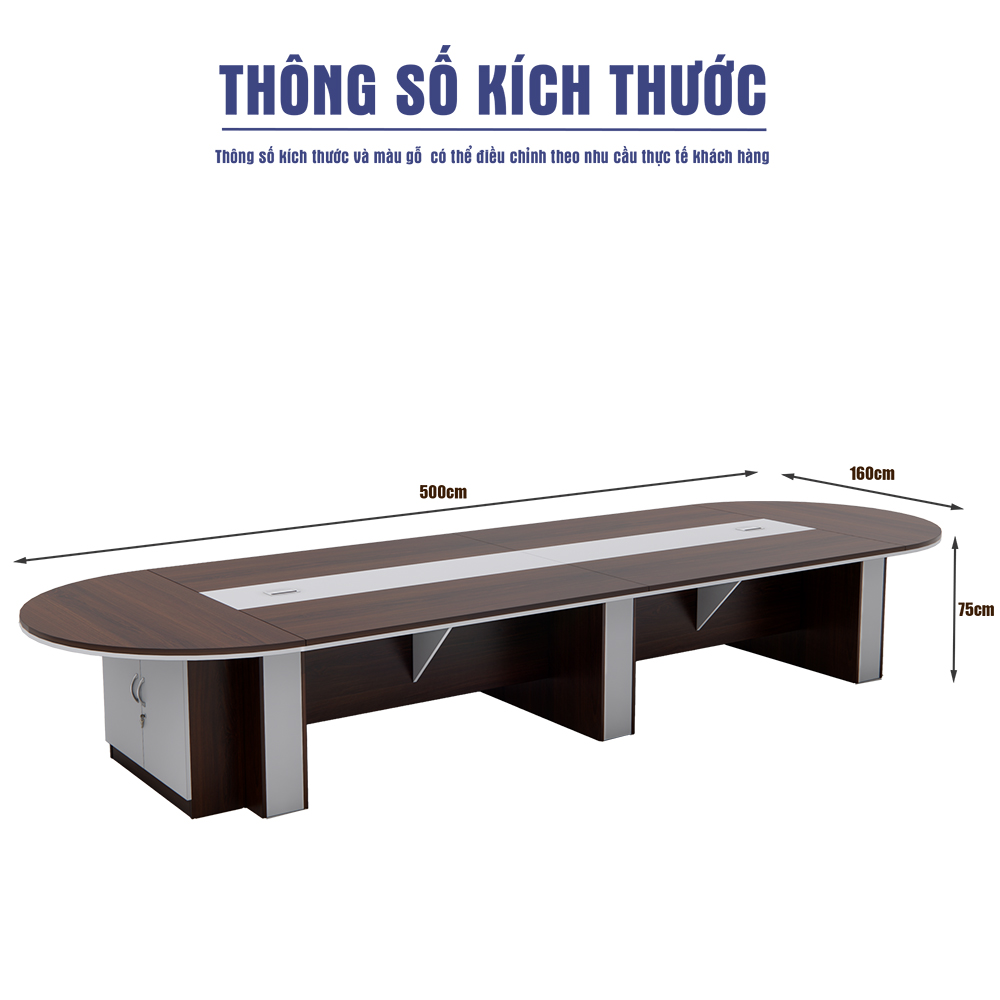 Bàn họp văn phòng SMBHG029 500cmx160cmx75cm với tủ phụ lưu trữ