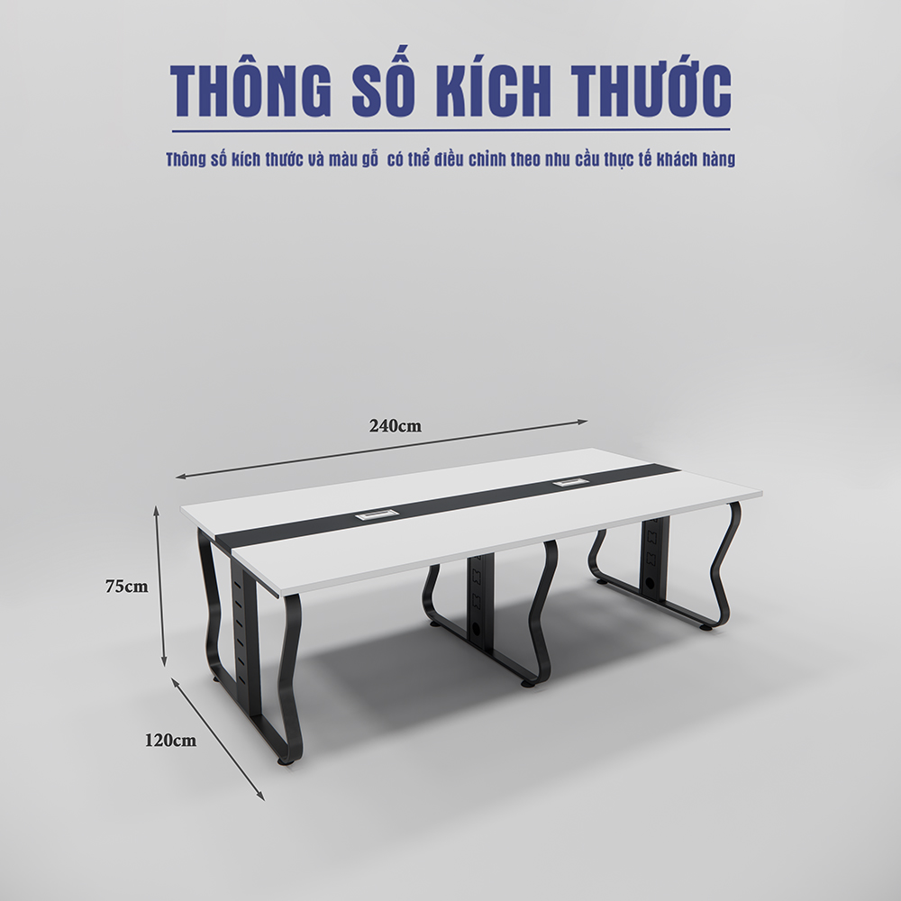 Bàn họp SMBHA030 kích thước 240x120cm, thiết kế chắc chắn, bề mặt phủ Melamin
