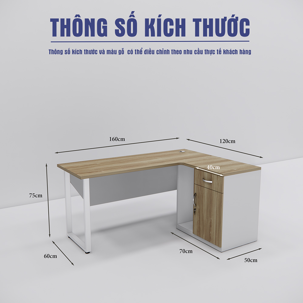 Bàn Làm Việc L SMBLVL003 160cm x120cm