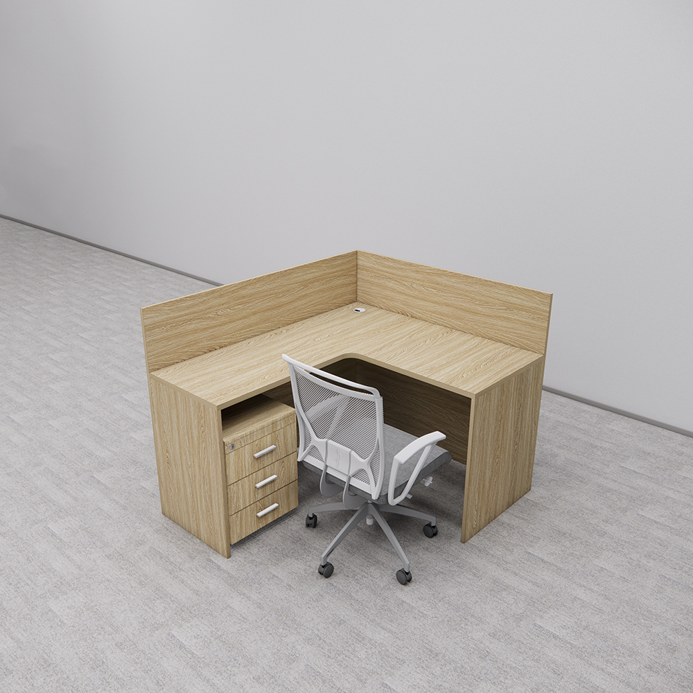 Bàn làm việc chữ L SMBLVL006, kích thước 140x120x75cm, hộc kéo 40cm, gỗ MDF phủ Melamine