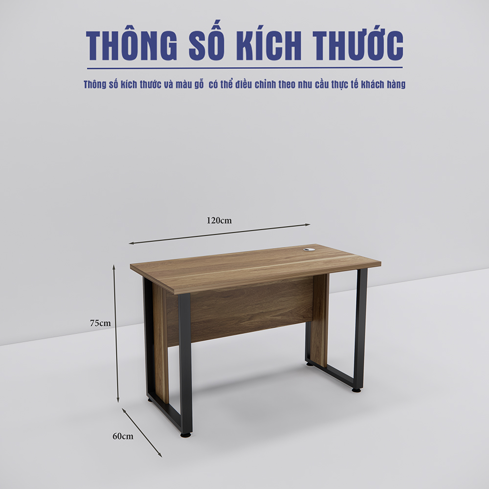 Bàn làm việc SMBLV008 kích thước 120x60x75cm, mặt gỗ MDF phủ Melamin