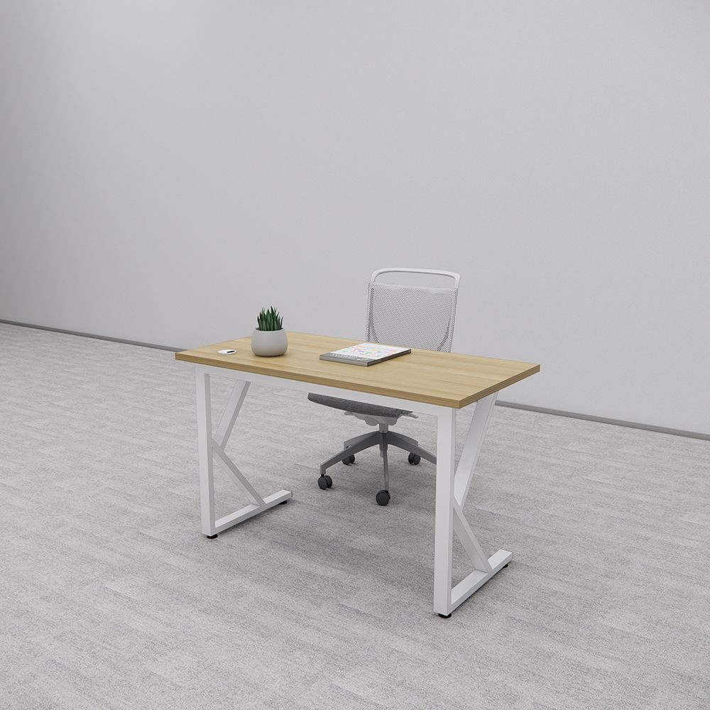 Bàn làm việc văn phòng SMBLV009, mặt bàn gỗ MDF Melamin 120cm, chân sắt K