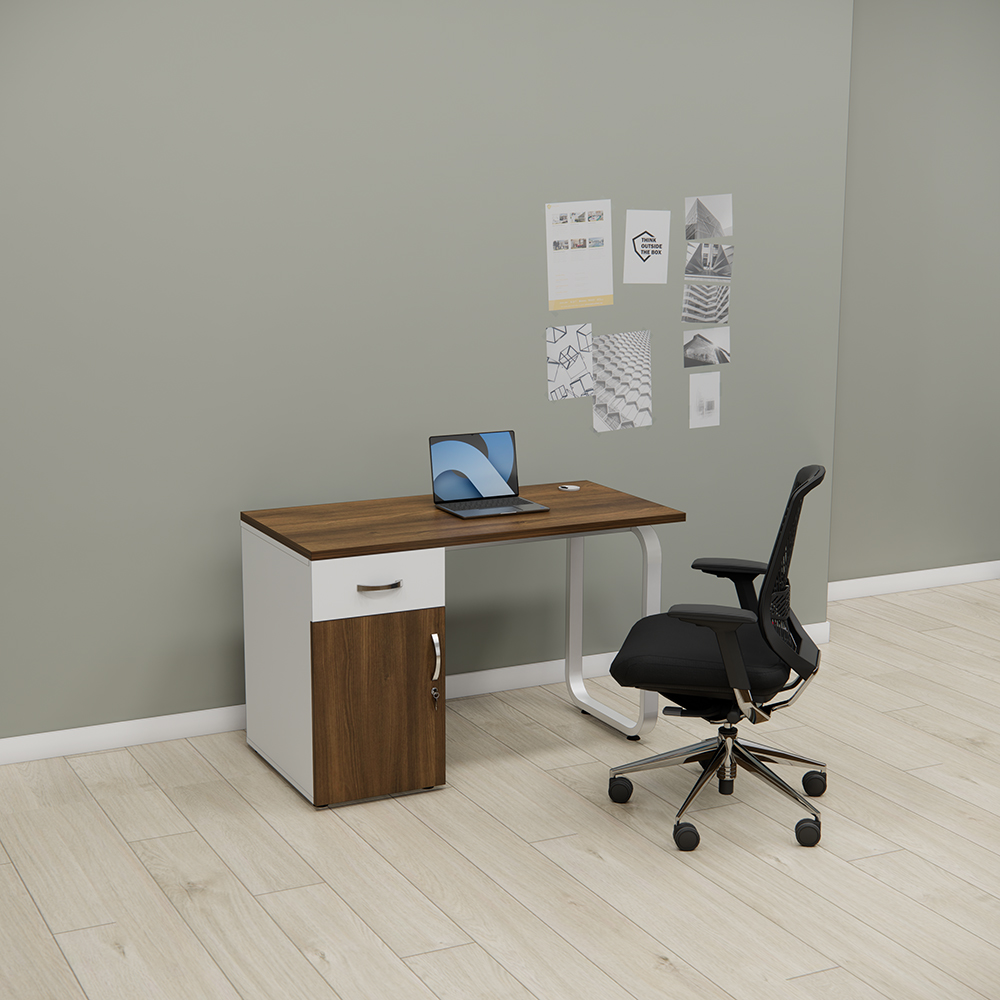 Bàn làm việc SMBLV011 chất liệu gỗ MDF phủ Melamin, chân sắt sơn tĩnh điện, 120x60x75cm