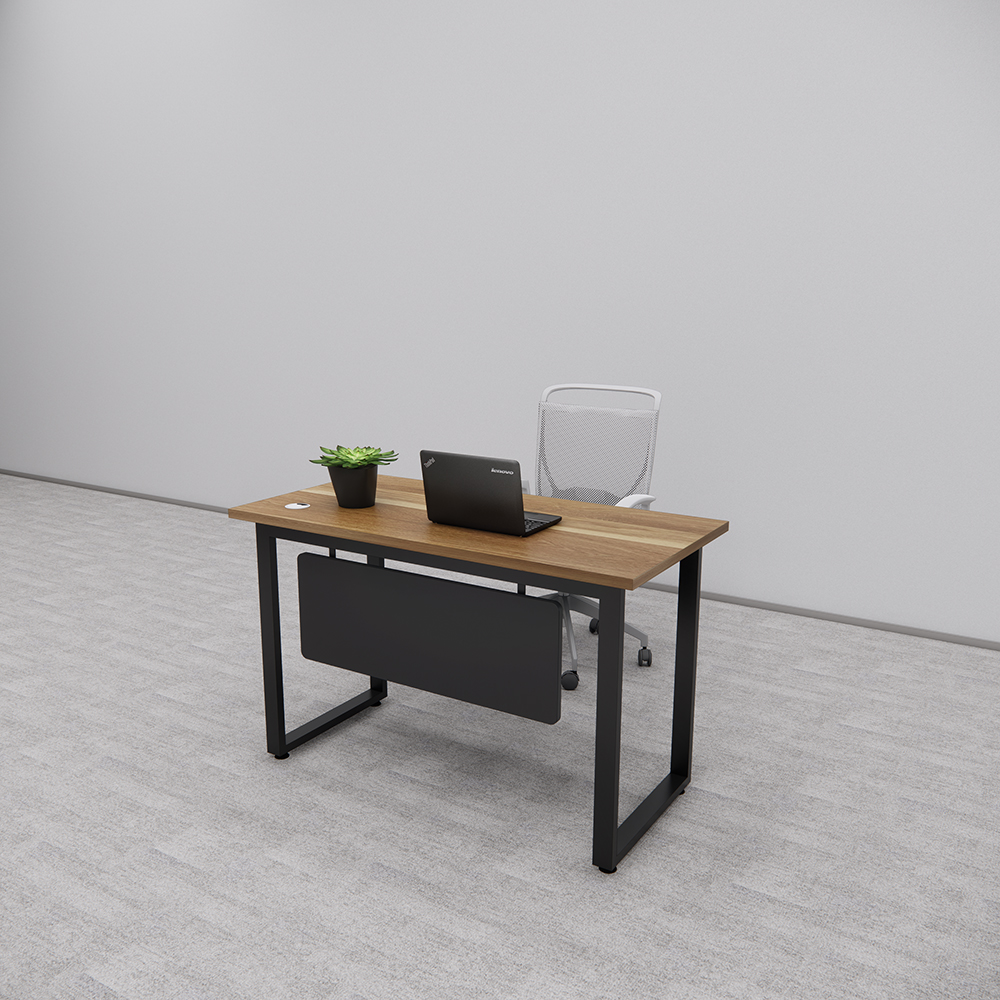 Bàn làm việc SMBLV012 120x60x75cm, gỗ MDF Melamin, chân sắt sơn tĩnh điện, có tấm chắn che chân