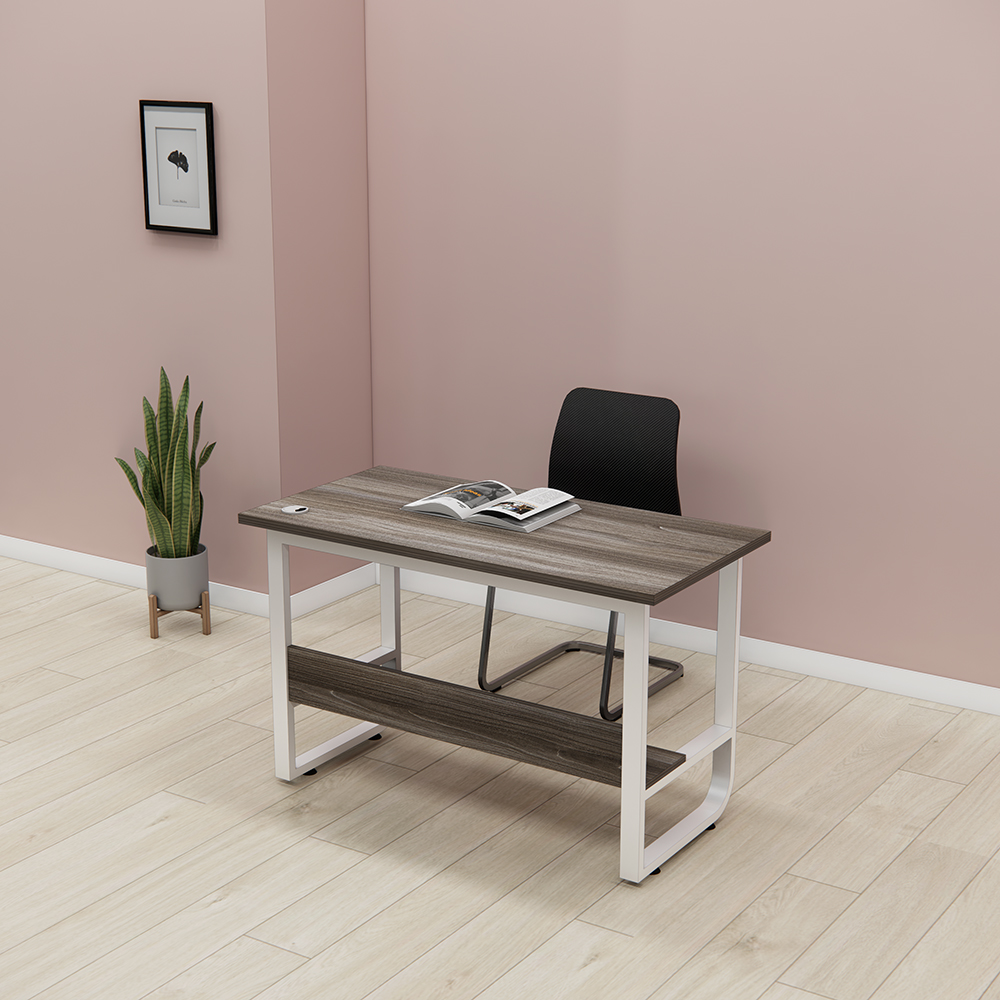 Bàn làm việc SMBLV0015 gỗ MDF melamine, chân sắt sơn tĩnh điện, gác chân, đỡ PC, thiết kế hiện đại, tiện ích.