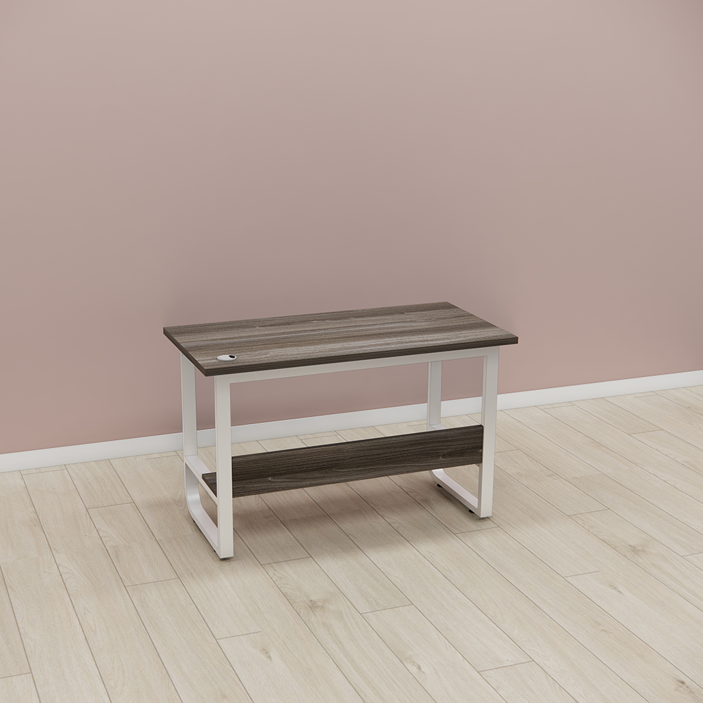 Bàn làm việc SMBLV0015 cho văn phòng, lập trình viên, game thủ, kích thước 120x60x75cm, gỗ MDF melamine, chân sắt, gác chân, đỡ PC.