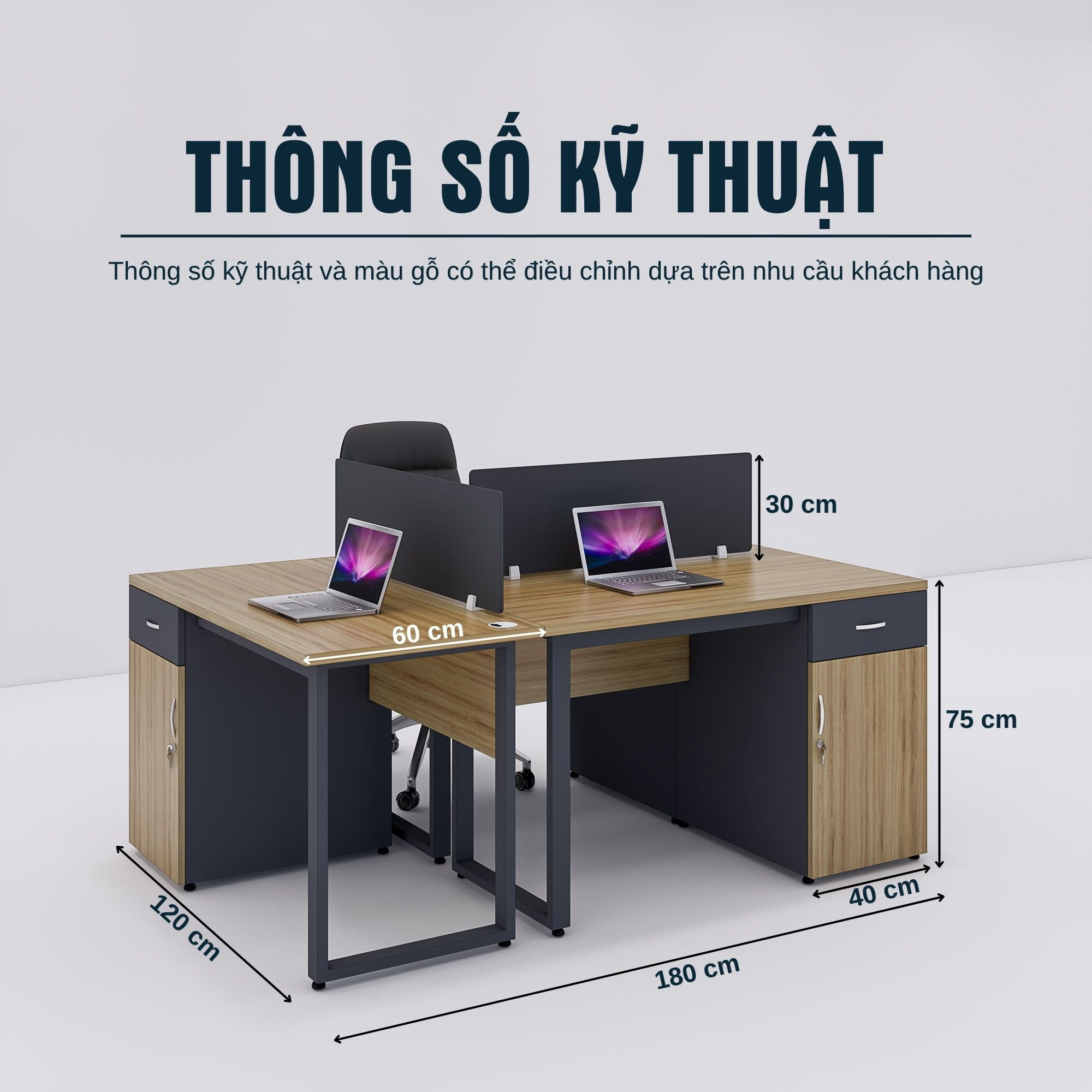 Bàn cụm 3 SMBC3006 180cmx120cm