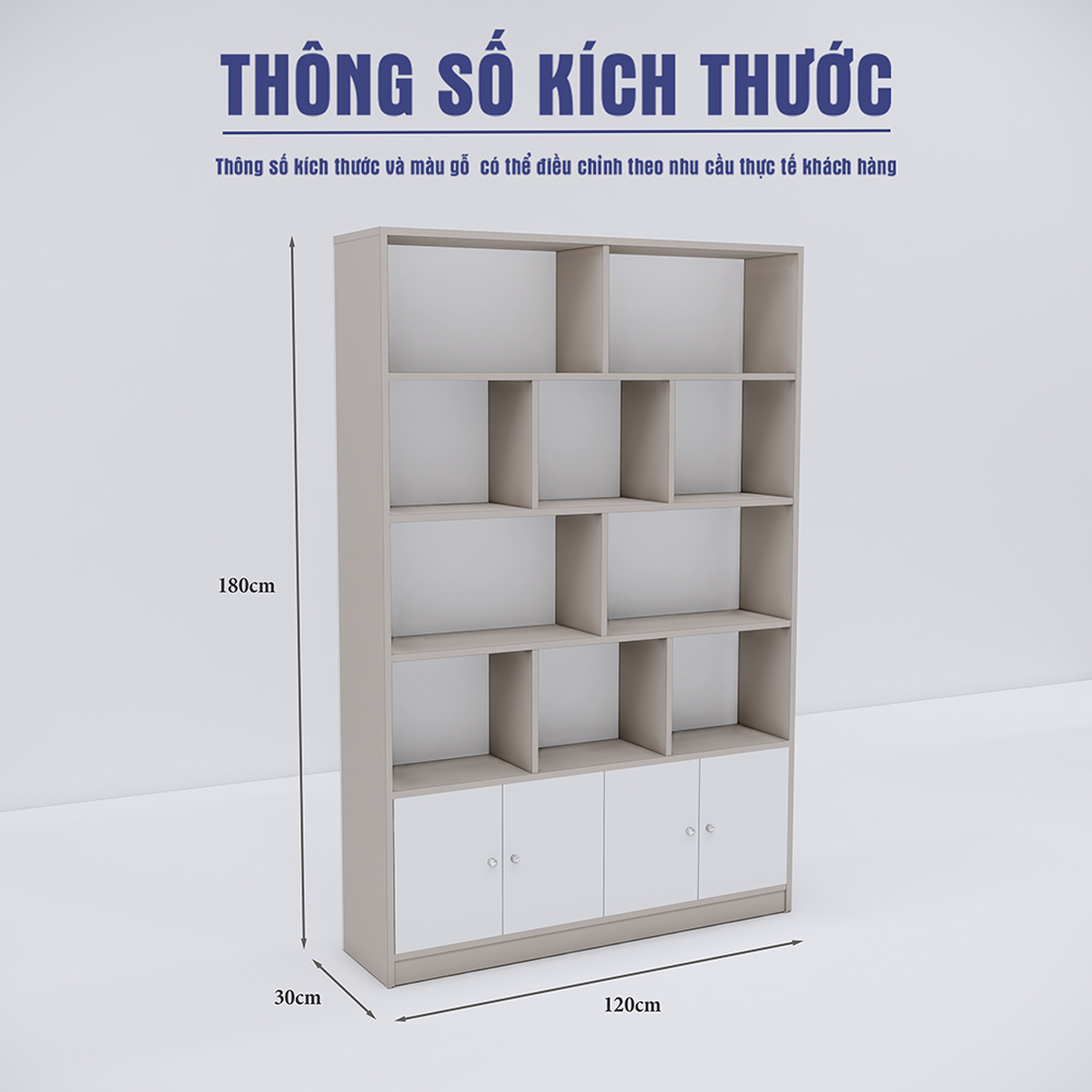 Kệ đứng SMKTBG004 cao 180cm, rộng 120cm, sâu 30cm, thiết kế hiện đại