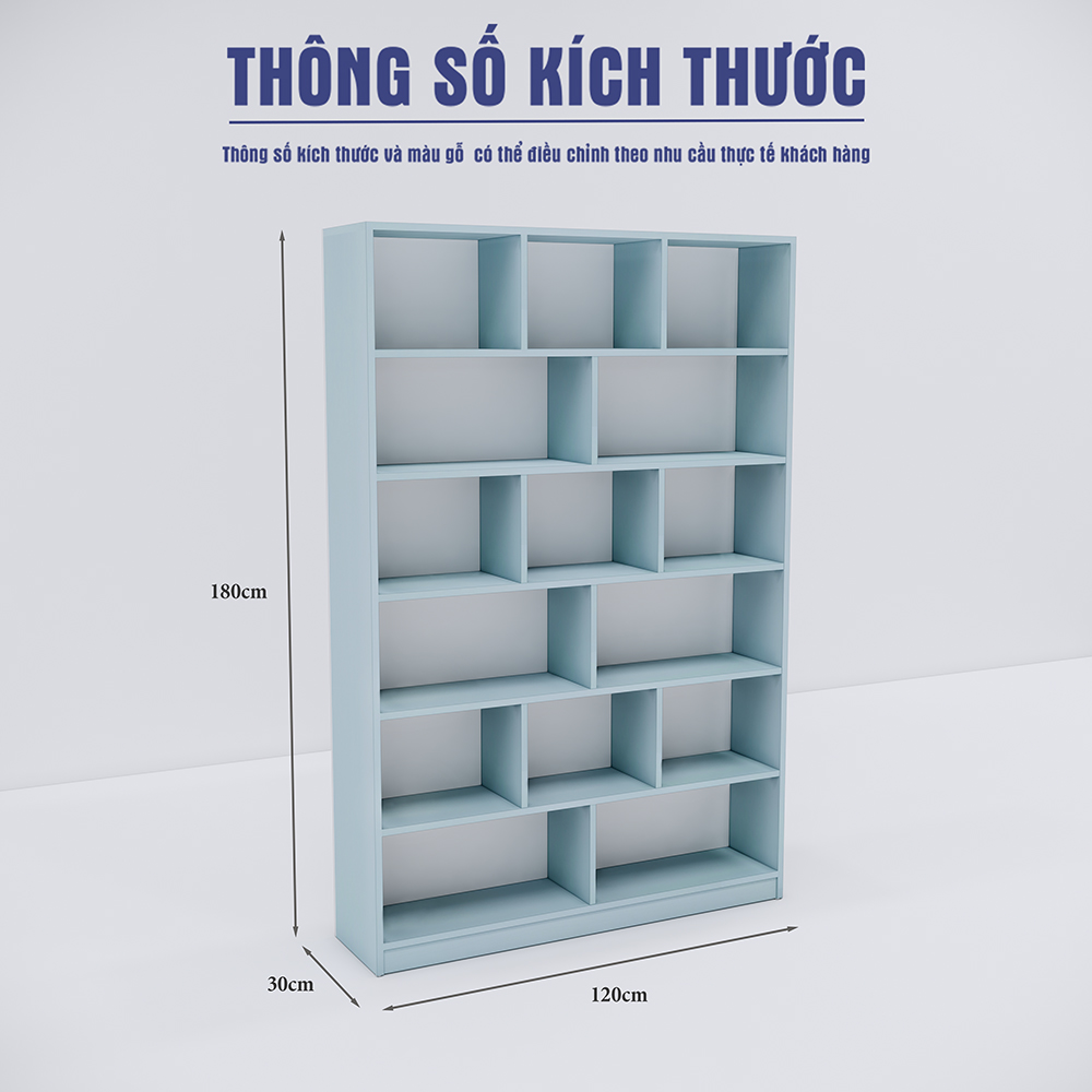 Kệ đứng SMKTBG005 cao 180cm, rộng 120cm, sâu 30cm, 6 ngăn tiện ích