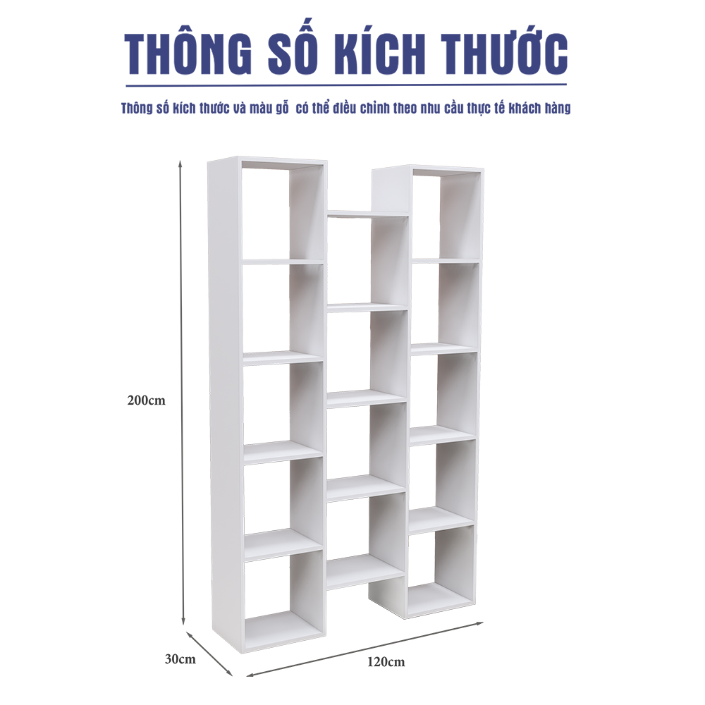 Kệ trưng bày cao cấp SMKTBG006 6 ngăn, gỗ MDF phủ melamine, phù hợp văn phòng