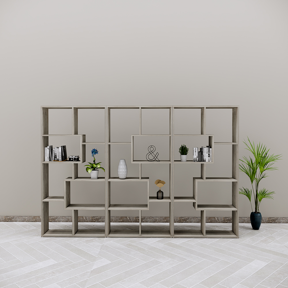 Kệ trưng bày SMKTBG011 gỗ MDF phủ melamin, kích thước 240cm x 30cm x 160cm
