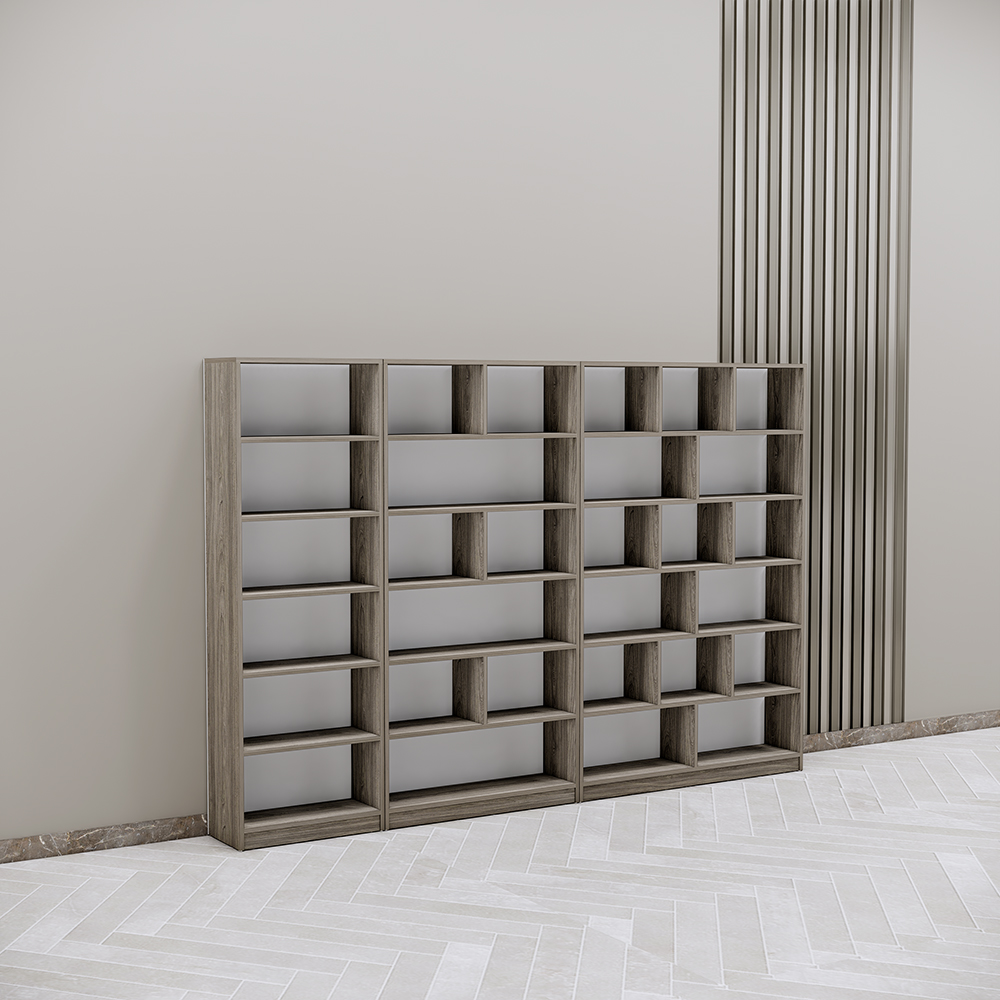 Kệ trưng bày SMKTBG012 kích thước 270cm x 30cm x 180cm, MDF phủ melamin