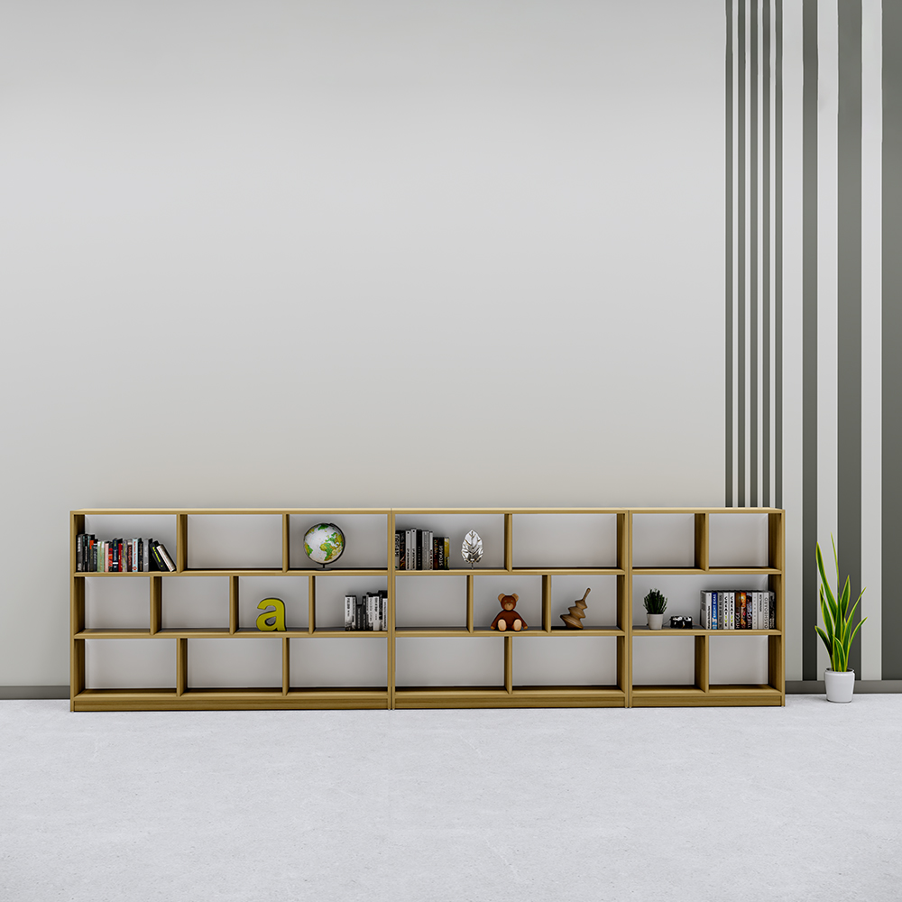 Kệ trưng bày SMKTBG013 gỗ MDF phủ melamin, kích thước 360cm x 30cm x 100cm