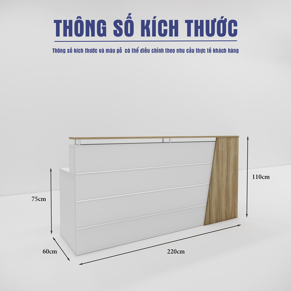 Quầy Lễ Tân SMQLT011 220cm x75cm