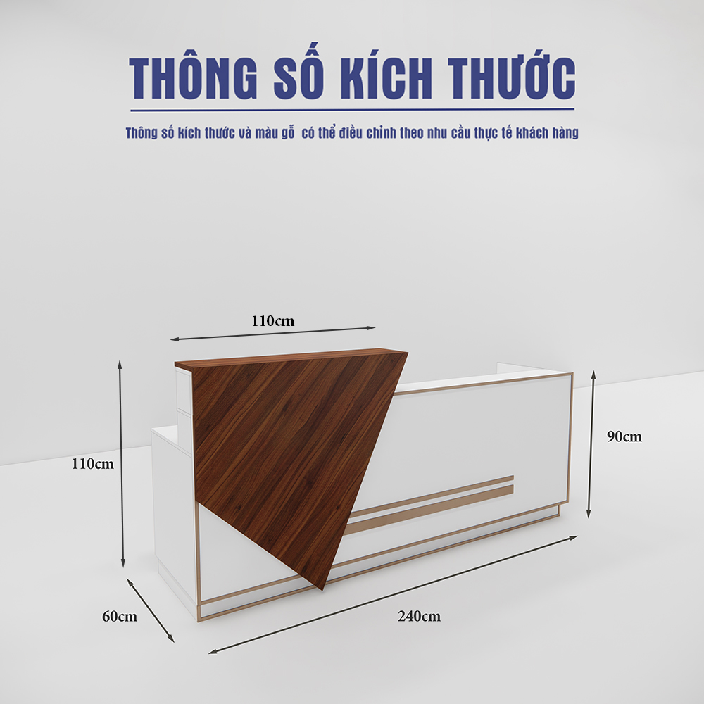 Quầy Lễ Tân SMQLT019 240cm x90cm