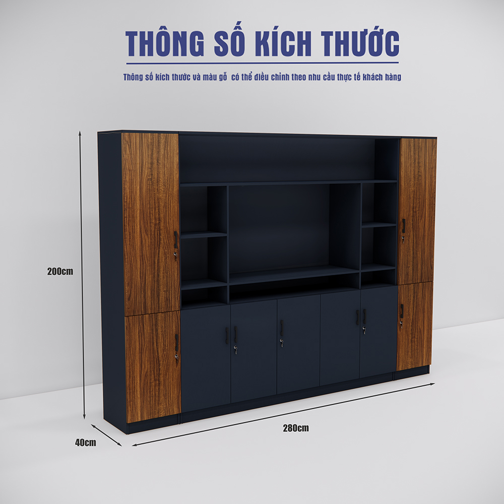 Tủ giám đốc SMTGDG002 kích thước tiêu chuẩn, thiết kế hiện đại, chất liệu gỗ bền đẹp