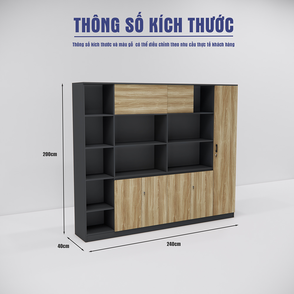 Tủ hồ sơ giám đốc, tủ gỗ công nghiệp, tủ văn phòng hiện đại, bảo hành 24 tháng